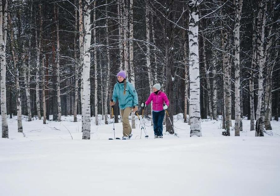 Pyhä: Skiing Tour in Arctic Forest - Getting used to wide skis in the snow