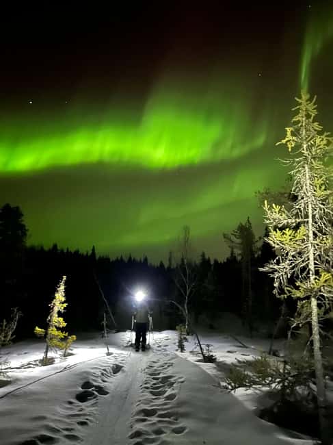 Rovaniemi: Nighttime Ski Adventure ending with Campfire - Forest trails built by hand