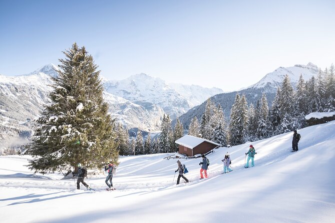 Snowshoe Adventure in the Swiss Alps - Getting fitted with snowshoes, poles, and boots