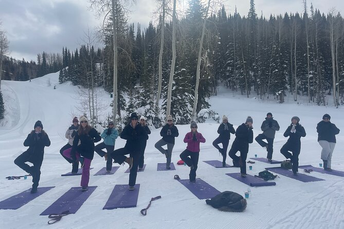 Snowshoe and Snowga (snow yoga) in Park City's Winter Wonderland - Snowga with mountain views