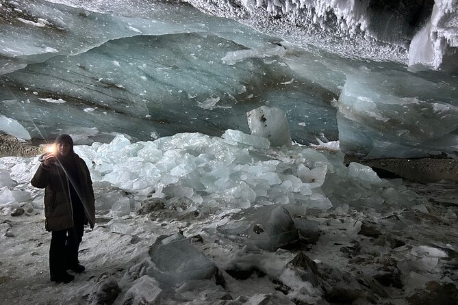 Snowshoe Hike to Castner Glacier Ice Cave - Entering the Castner Glacier Ice Cave