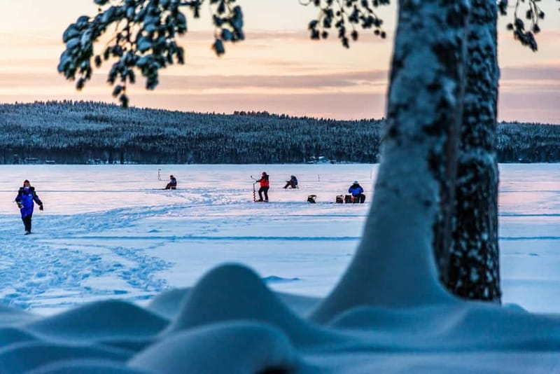 Snowshoe Trip for Ice Fishing in Saariselka - Walking through quiet Lappish nature