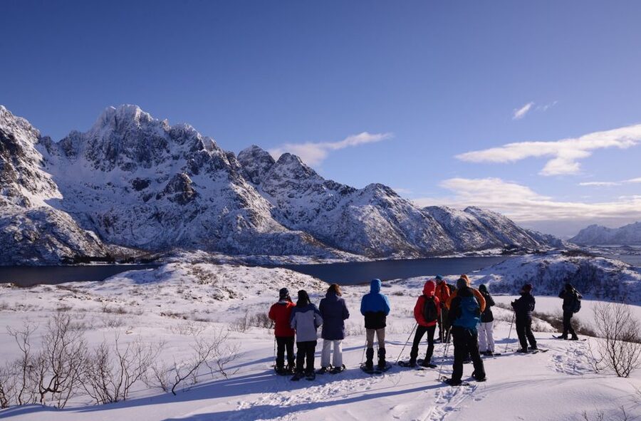 Svolvær: Snowshoe Nature Explorer - Starting at Svolvær harbour with a quick gear fitting