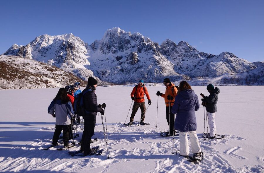 Svolvær: Snowshoe Nature Explorer - Small summits, a reflective lake, and coastal views