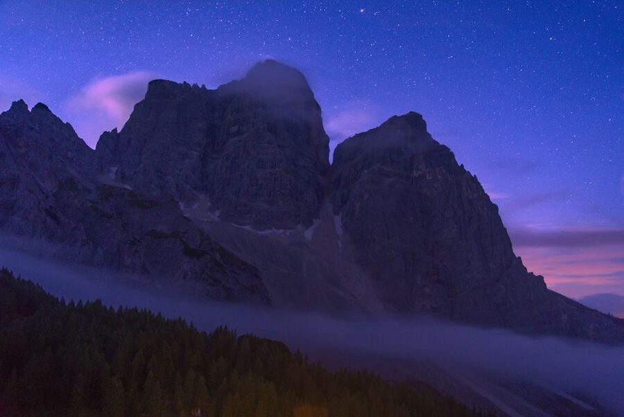 The Dolomites at night with snowshoes - A quiet evening in the Pale Mountains
