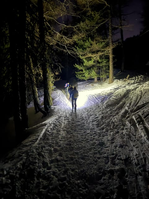Vialattea: Night Snowshoeing under the Stars - From Claviere church square into the evening snow